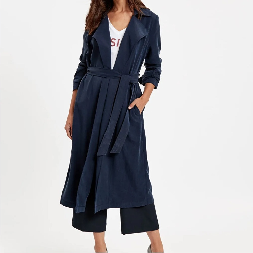 NWT • Lulu’s • Lightweight Navy Trench Coat •